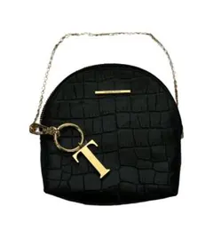 【美品】サマンサタバサ クロコ ミニショルダーポーチ ブラック ゴールドチェーン