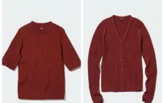 UNIQLO エクストラファインメリノリブショートカーディガン+ニットセット売り