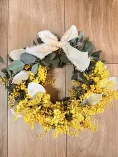 無農薬✨✨ミモザとユーカリのリース✨きらドライフラワーリース
