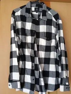 チェック柄 長袖シャツ ブラック・ホワイト