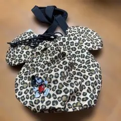 ミッキーマウス ヒョウ柄巾着バッグ