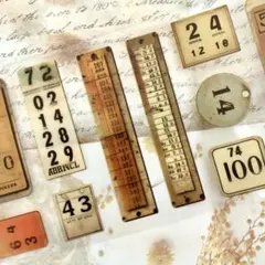 たっぷり96個分 レトロ風チケット&ヴィンテージタグ 大振り海外マステ 3ループ