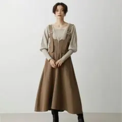 MOUSSY ジャンパースカート　M ブラウンベージュ　キャミワンピ