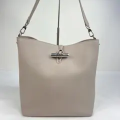 美品✨】ロンシャン ショルダーバッグ ロゾ ホーボー A4OK ベージュ 