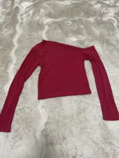 ワンショルダー 長袖 トップス レッド