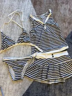 アーノルドパーマ ストライプ セパレート水着 4点セット