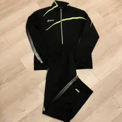 asics ジャージ上下セット ブラック×ライムグリーン