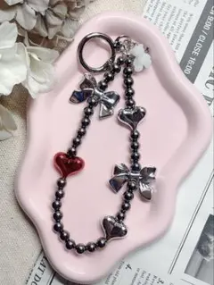 【ハンドメイド】ビーズストラップ/ スマホストラップ