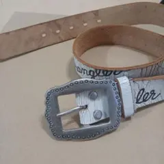 【値下げ】ホワイトレザー ベルト スタッズ付き　ヴィンテージ　メンズ&レディース