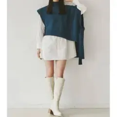 MURUA ネイビー ニットベスト タートルネック　アシメベスト 冬服 春服