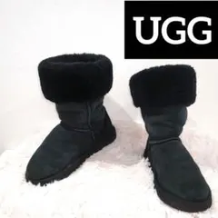 寄付　アグ　オーストラリア　ミドル　ムートン　ブーツ　23 ブラック　ボア