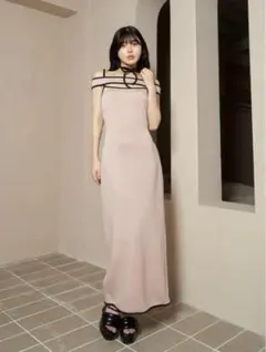 Darich パイピングオフショルワンピース ベージュ ダーリッチ　ロング