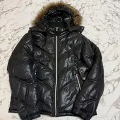 Y2k ダウンジャケット ファー付きフード 短丈 平成ギャル お兄 光沢