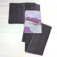 袷小紋【二藍パープルグラデーション縞】未使用名古屋帯/帯締め/帯揚げのサムネイル