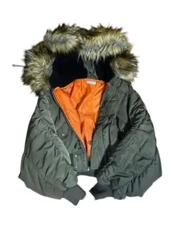 EVRIS アウター ダウン オリーブ色 ma-1 n2b ドロップ丈 y2k