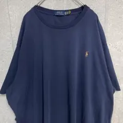 ポロラルフローレン　刺繍ロゴ　超ビックサイズ　ネイビーTシャツ4XLT