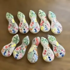 新品未使用　京焼　陶器製ひょうたん型箸置き10個セット
