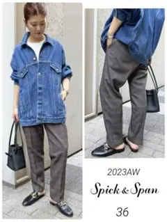 美品✤定価 14300円✤Spick＆Span✤フェイクウールテーパードパンツ