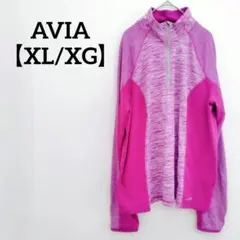 1点物✨AVIA 【XL/XG】ピンク ハーフジップ 長袖 ランニングウェア