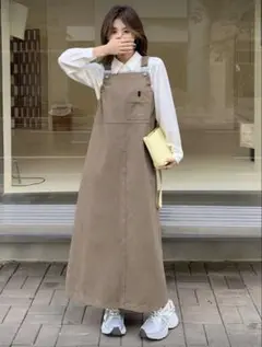 オーバーオール ベージュ Lサイズ