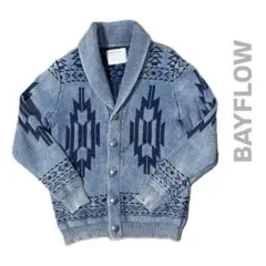 BAYFLOW ネイティブ柄 幾何学模様 ニットカーディガン