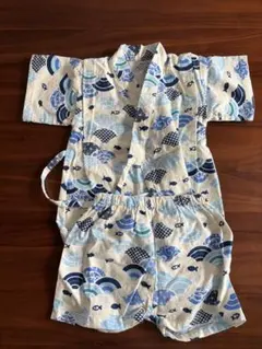 魚と波柄 甚平 80サイズ