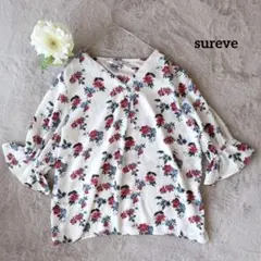 シュリーブ sureve 花柄 Vネックシャツ L 春夏 ブラウス