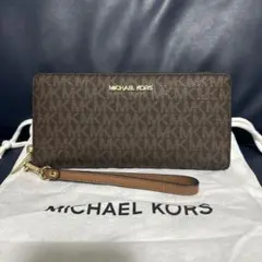 新品 マイケルコース レザー 長財布 ウォレット ロゴ ブラウン
