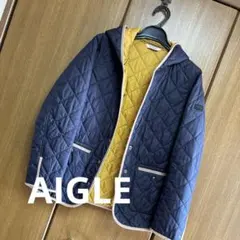 【お値下げ中】AIGLE キルティングジャケット ネイビー/イエロー　M