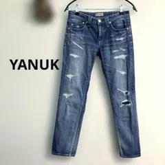 YANUK♡ヤヌーク♡ダメージ加工 リラックスド スリム デニム 22インチ