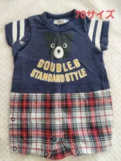 DOUBLE.B クマプリントロンパース 70サイズ ベビー服　半袖　夏服