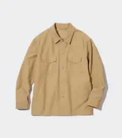 【極美品】Lサイズ　ベージュ　ユニクロ　オーバーシャツジャケット（ジャージー）