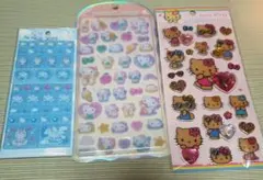 サンリオ　コットンパフィー＆キラキララインストーン＆タイルシール　ハローキティ