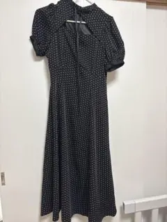 ANDGEEBEEドット柄 半袖 ロングワンピース 黒