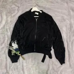 FRAY I.D】ブルゾン　バックレースアップリボン　黒　アウター　M　ブラック