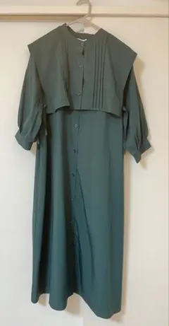 Hudson honey グリーン シャツワンピース Lサイズ レディース七分袖