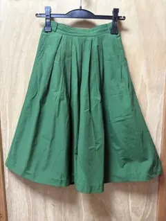 ギャザースカート　膝下　グリーン系