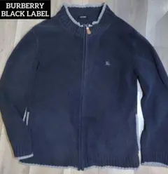 バーバリーブラックレーベル ドライバーズニット ホース刺繍 ジップアップ Ｌ