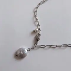 シルバーチェーン 淡水パールネックレス