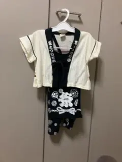 夏先取り！半纏付きロンパース　黒　90 男の子　キャミソール　単品でも　祭り