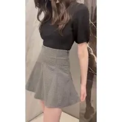 チェック柄フレアミニスカート[ac2115]