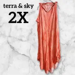 terra & sky 【2X】ノースリーブロングワンピース