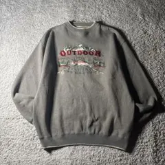 ヴィンテージ　魚　スウェット　トレーナー　刺繍デザイン　ユニセックス　ゆるダボ