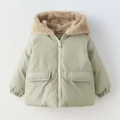 新品 ZARA kids ザラキッズライトグリーン フード付きコート