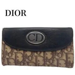 美品 DIOR 二つ折り長財布 小銭入れ カード入れ ブラウン キャンバスレザーのサムネイル