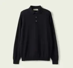 【期間限定】 MOONCASTLE アイスコットンニットポロ 長袖黒 M