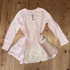 【美品】森ガール フェアリーコア グランジ レースフリル チュニック 薄ピンク
