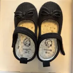 conoco 黒 リボン付き ベビーシューズ 16.0