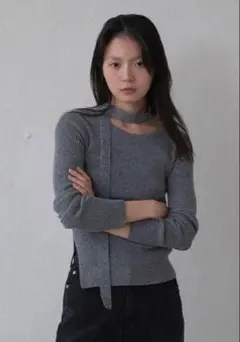 OHOTORO Edge Tie Knit グレー