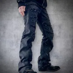 リメイク加工 ブラックフレアパンツ グランジ ago swag archive - メルカリ